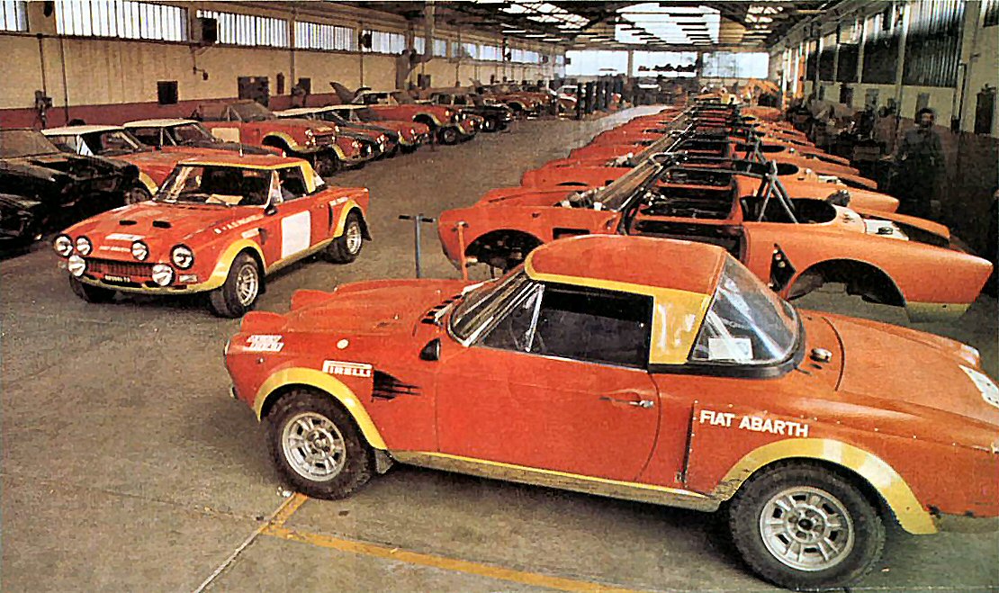 124 Abarths prepared for the rally season at Corsa Marche in 1975 - Courtesy of  the Fiat Archive Turin