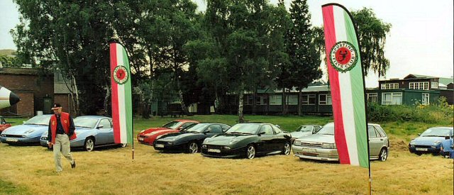 Early arrivals SFC stand Brooklands 2000 - its raining coupes